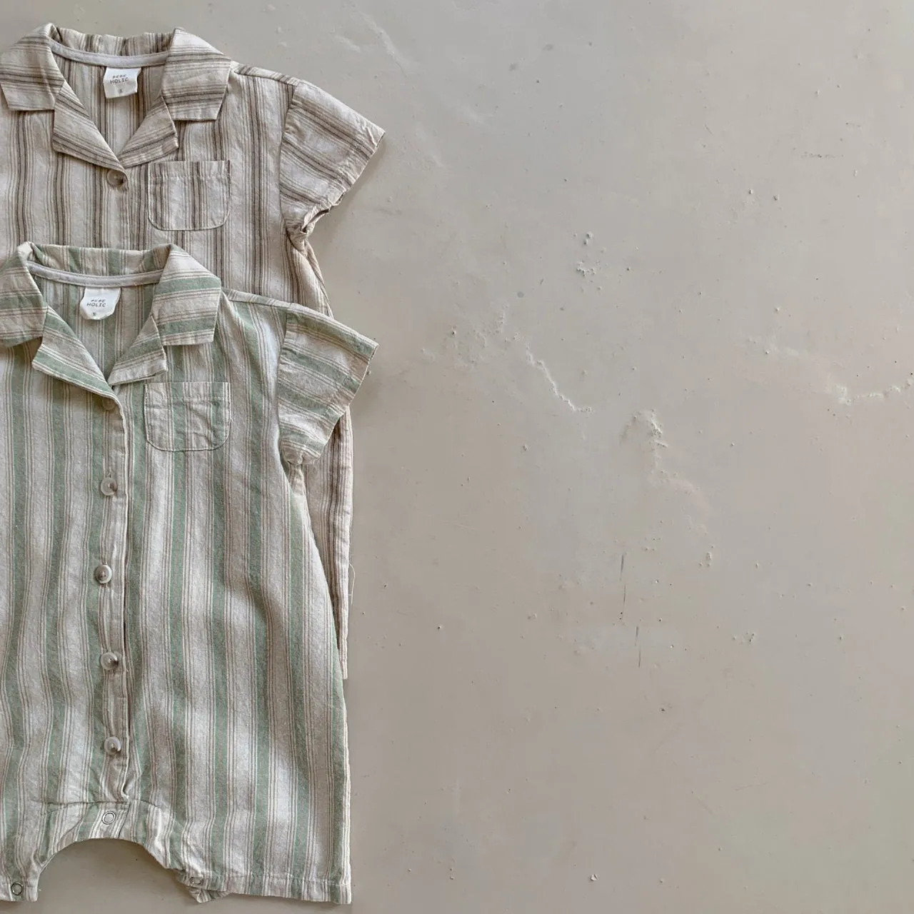 Baby Summer Striped Suit Romper - Beige