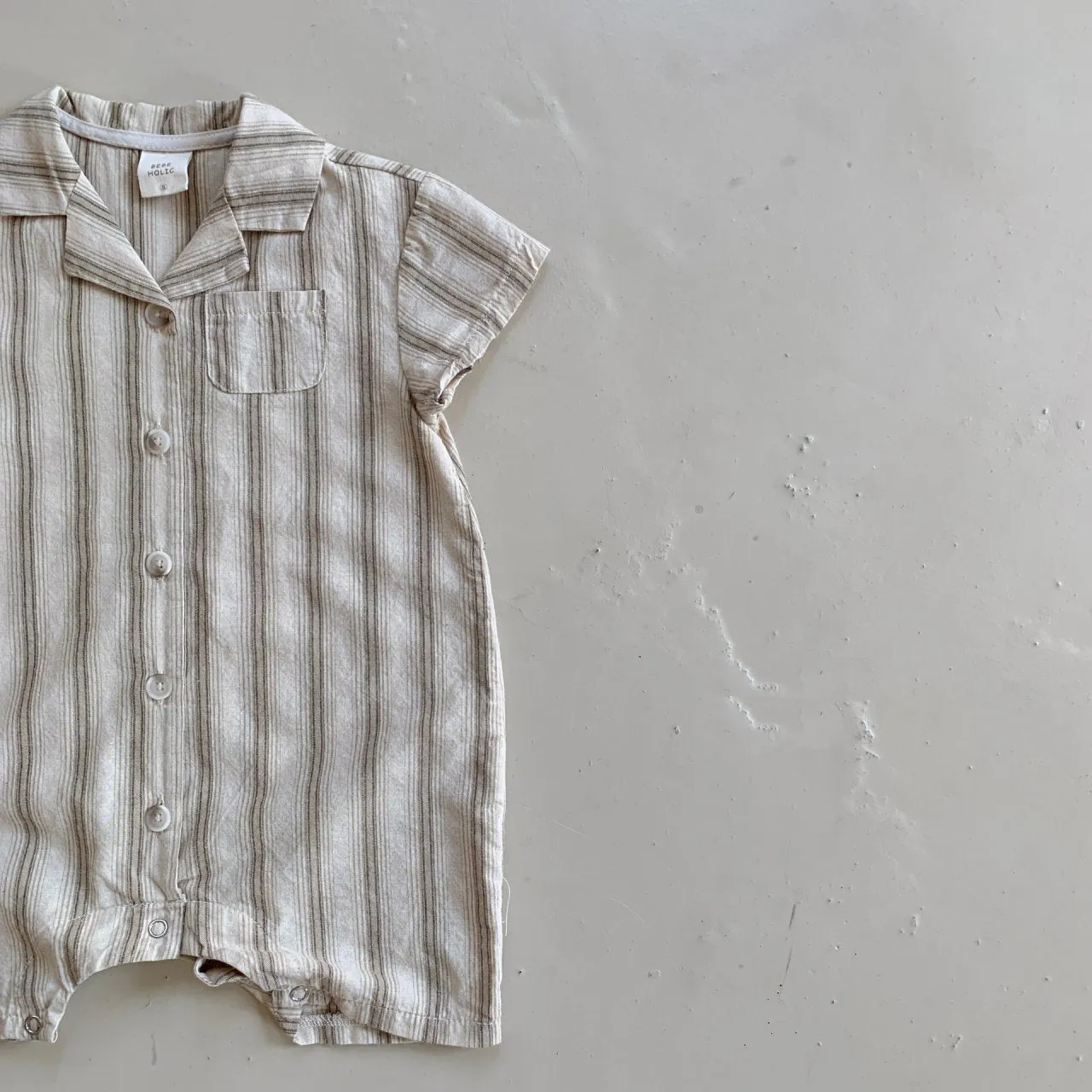 Baby Summer Striped Suit Romper - Beige