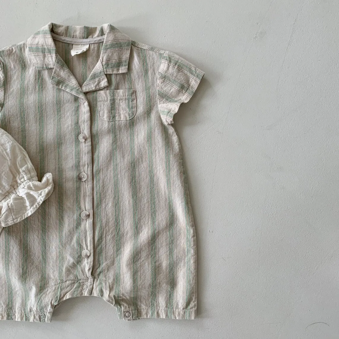 Baby Summer Striped Suit Romper - Mint