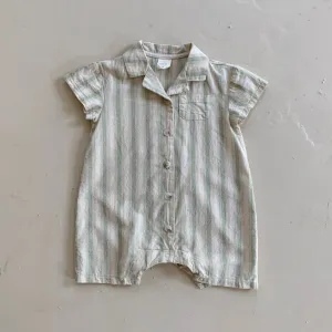 Baby Summer Striped Suit Romper - Mint