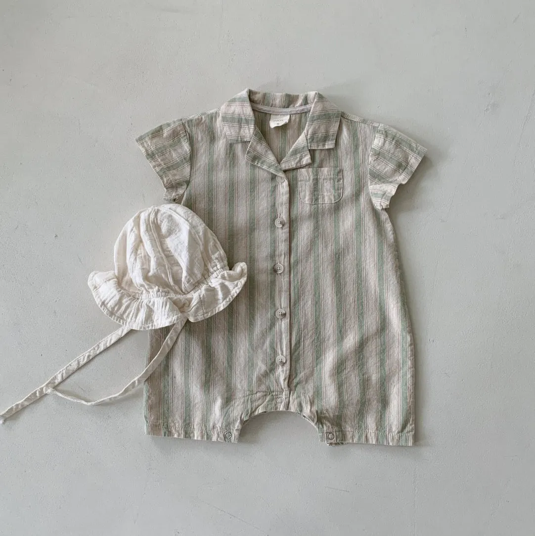 Baby Summer Striped Suit Romper - Mint
