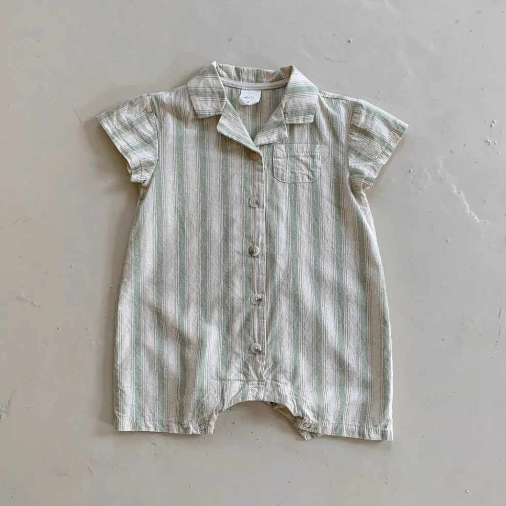 Baby Summer Striped Suit Romper - Mint