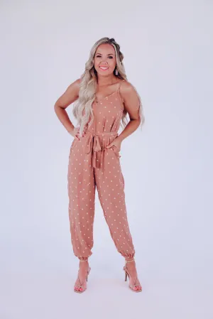 Badlands Sleeveless Printed Jumpsuit - Dusty Peach