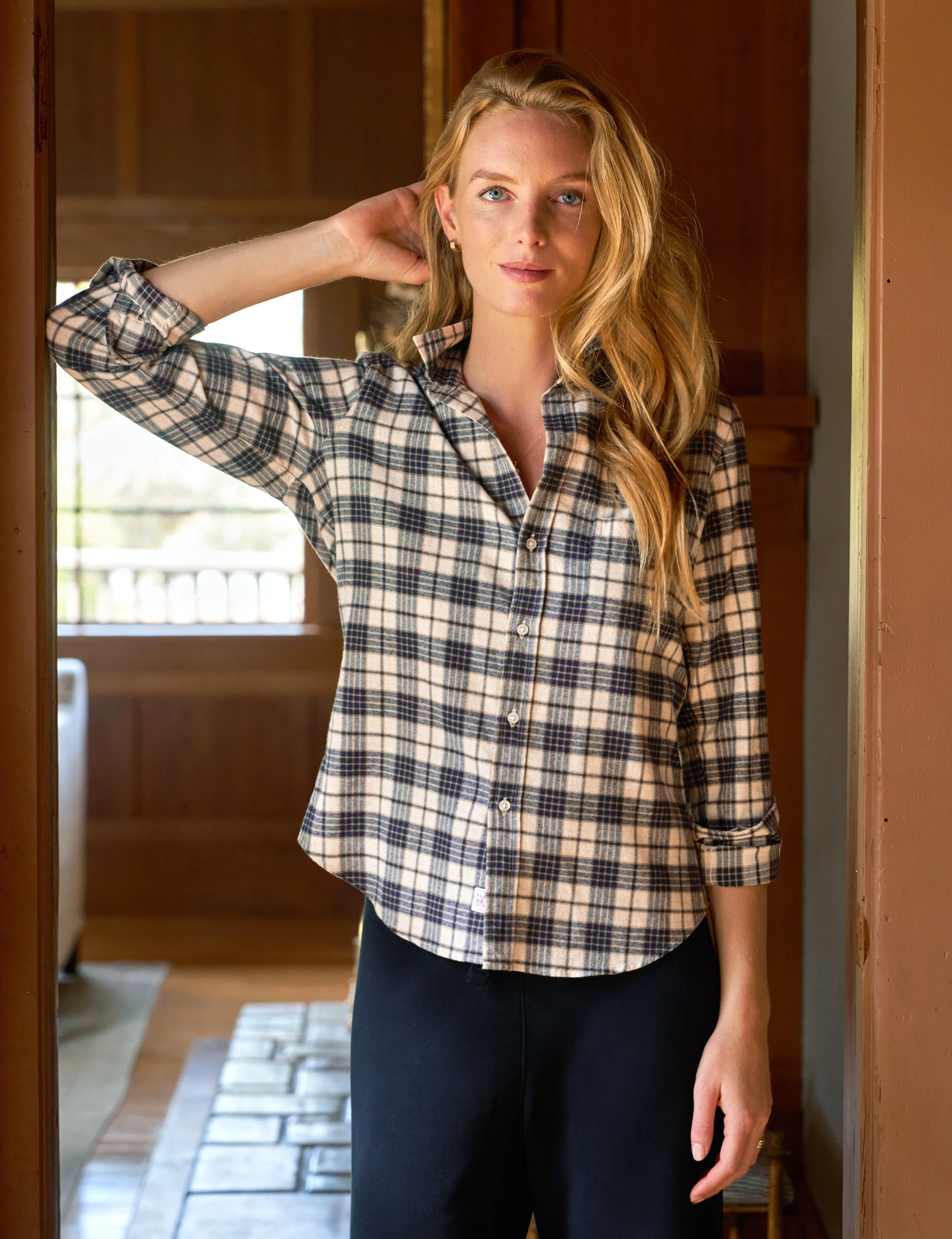 BARRY Heather Navy Plaid, Italian Flannel