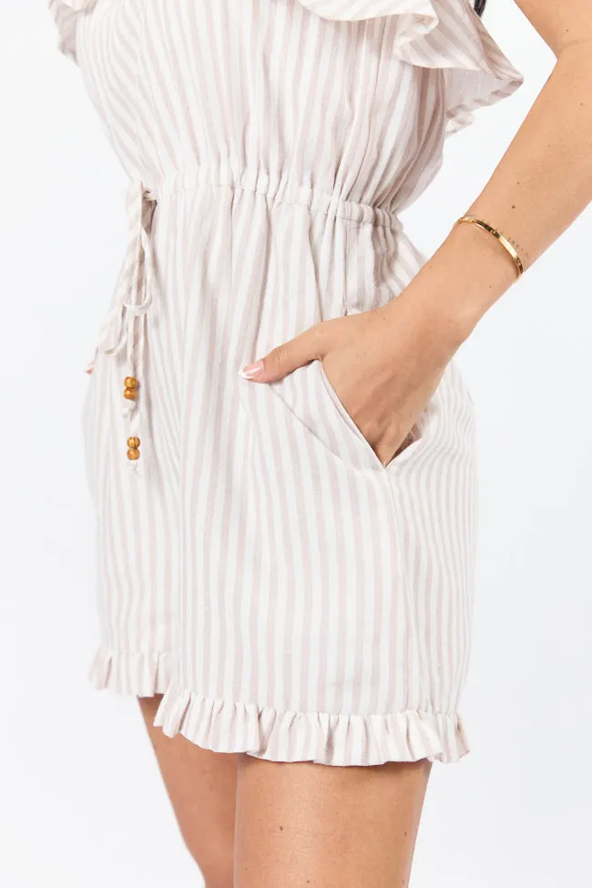 Bayside Neutral Striped Strapless Romper SALE
