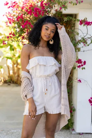 Bayside Neutral Striped Strapless Romper SALE