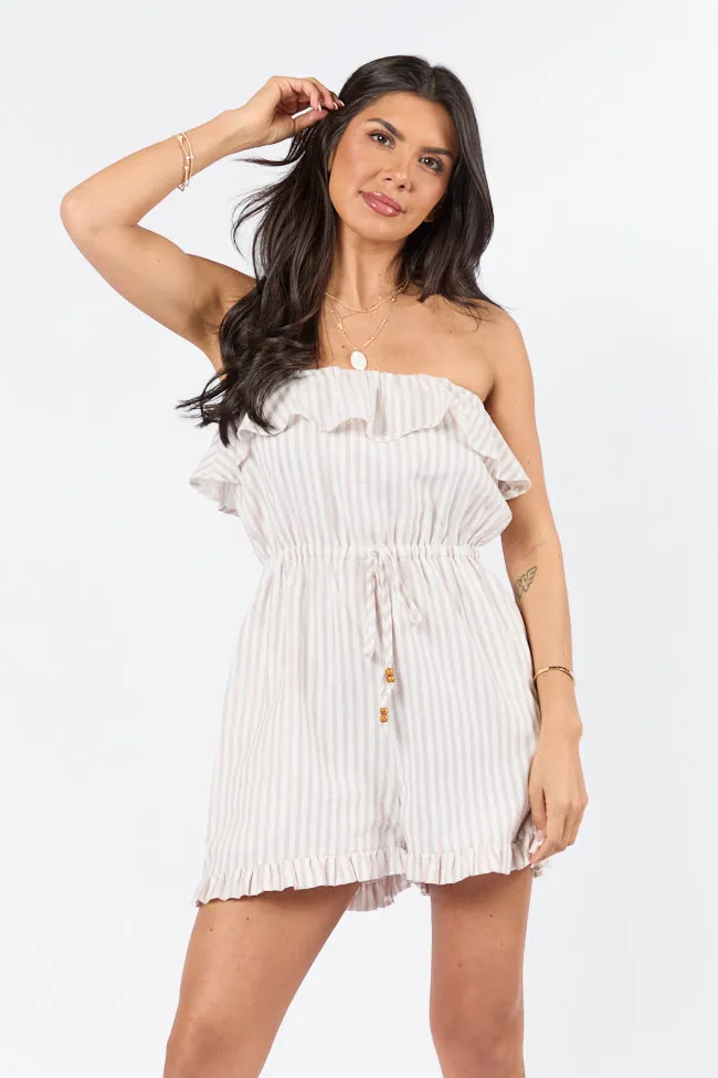 Bayside Neutral Striped Strapless Romper SALE