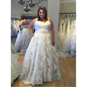 Beautiful Plus Size Bridal Dress Sweetheart Neckline Applique Lace Skirt Custom Made
