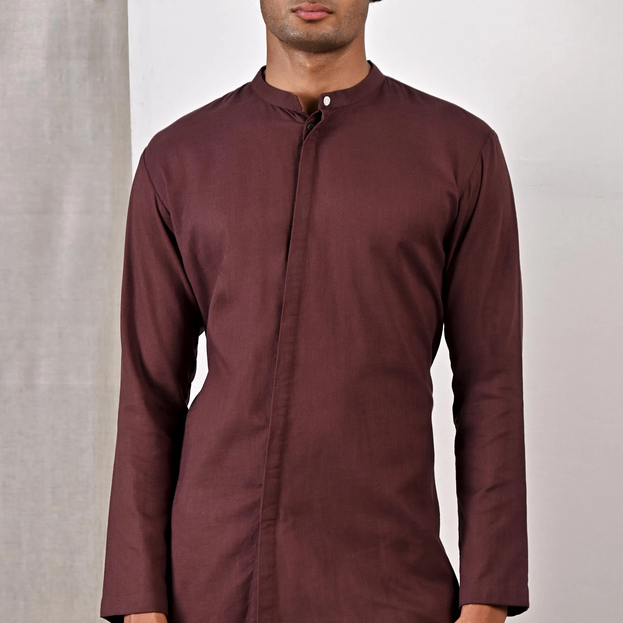 Beckett - Dark Mahogany Short Kurta Set