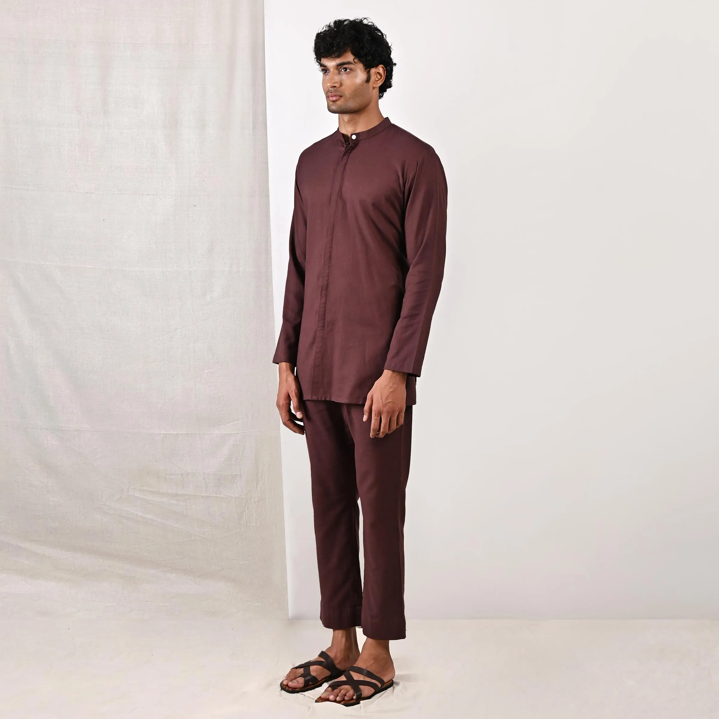 Beckett - Dark Mahogany Short Kurta Set