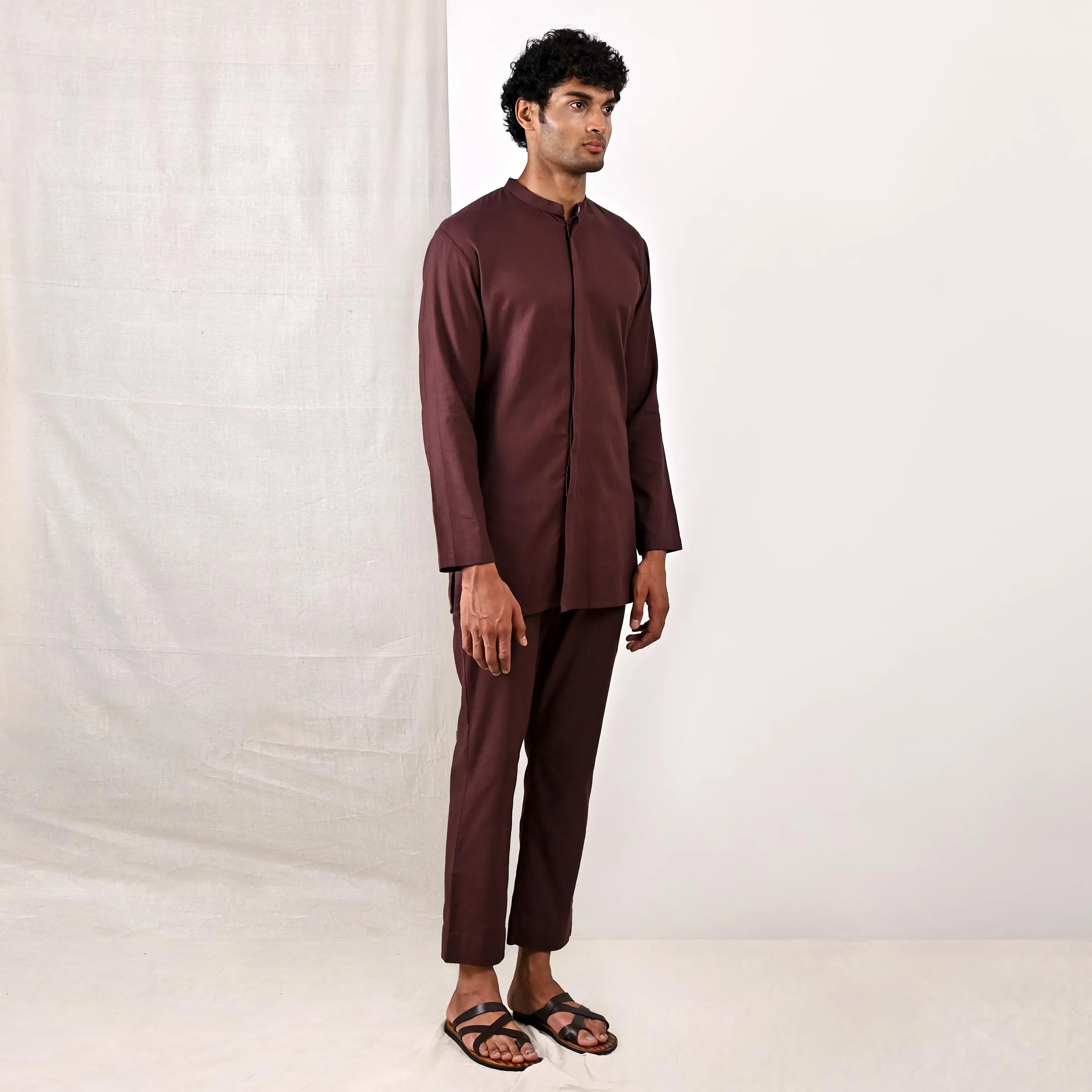 Beckett - Dark Mahogany Short Kurta Set