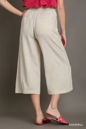Bella Linen Wide Fit Pants In Eggshell