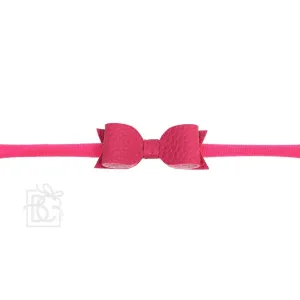 Beyond Creations 1/4″ Pantyhose Headband with Mini Vegan Leather Bow Fuchsia