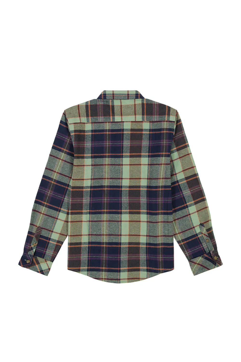 Billabong Youth Coastline Plaid Button Up Shirt for Boys in Fern Green Plaid | BSFHB44F-301-FERN