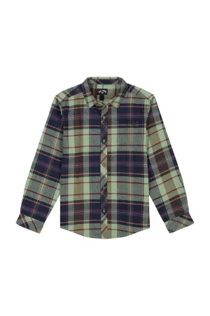 Billabong Youth Coastline Plaid Button Up Shirt for Boys in Fern Green Plaid | BSFHB44F-301-FERN