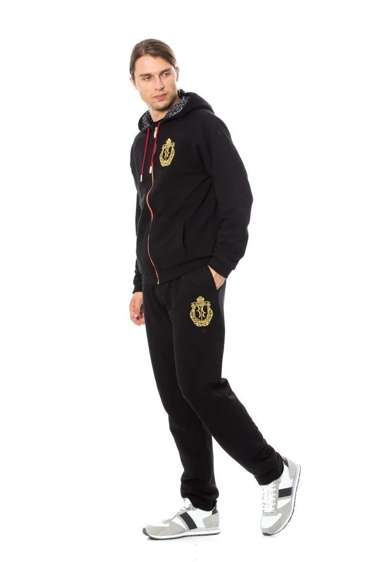 Black Cotton Hooded Sweatsuit