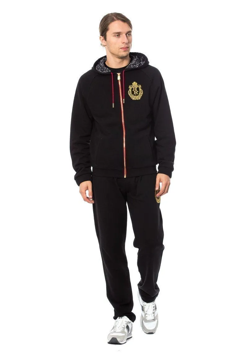 Black Cotton Hooded Sweatsuit