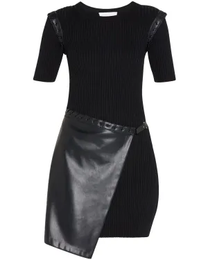 Black Gianna Compact Vegan Combo Mini Dress
