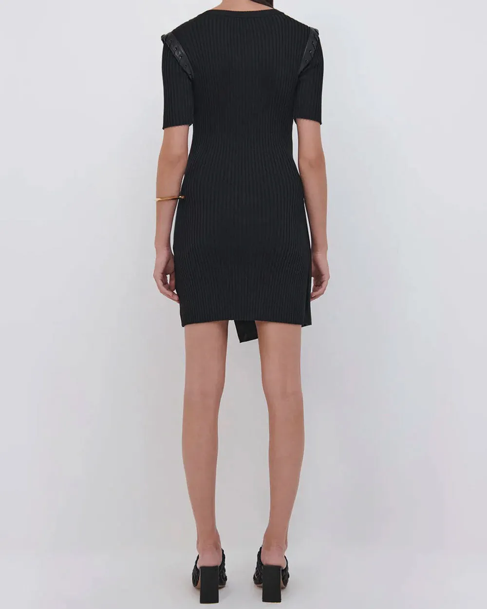 Black Gianna Compact Vegan Combo Mini Dress
