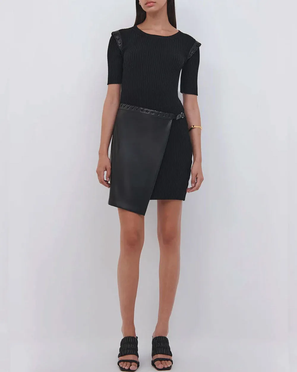 Black Gianna Compact Vegan Combo Mini Dress