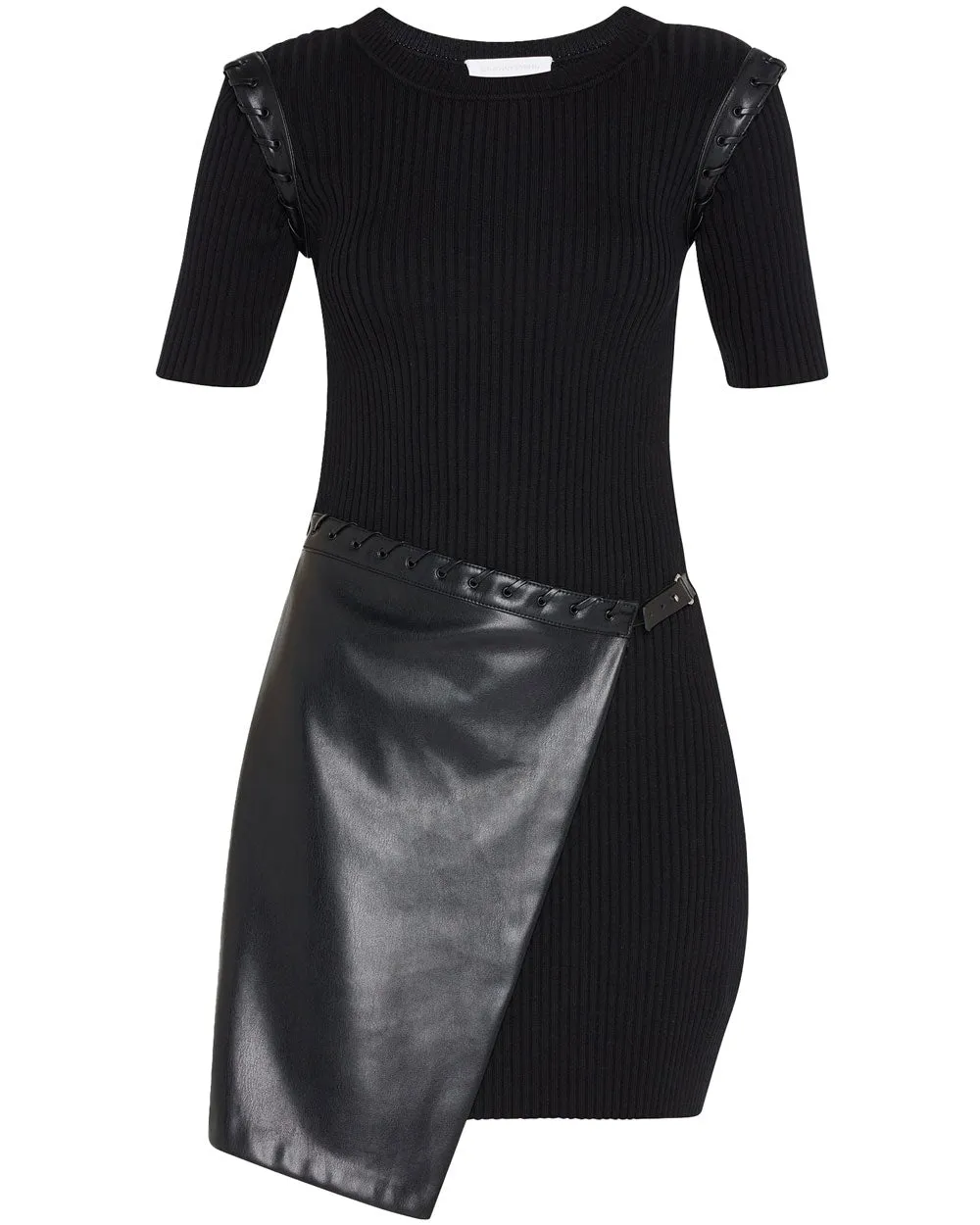 Black Gianna Compact Vegan Combo Mini Dress