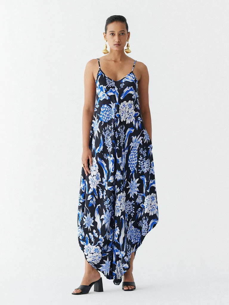 Black Pineapple Jumpsuit & Cape Set