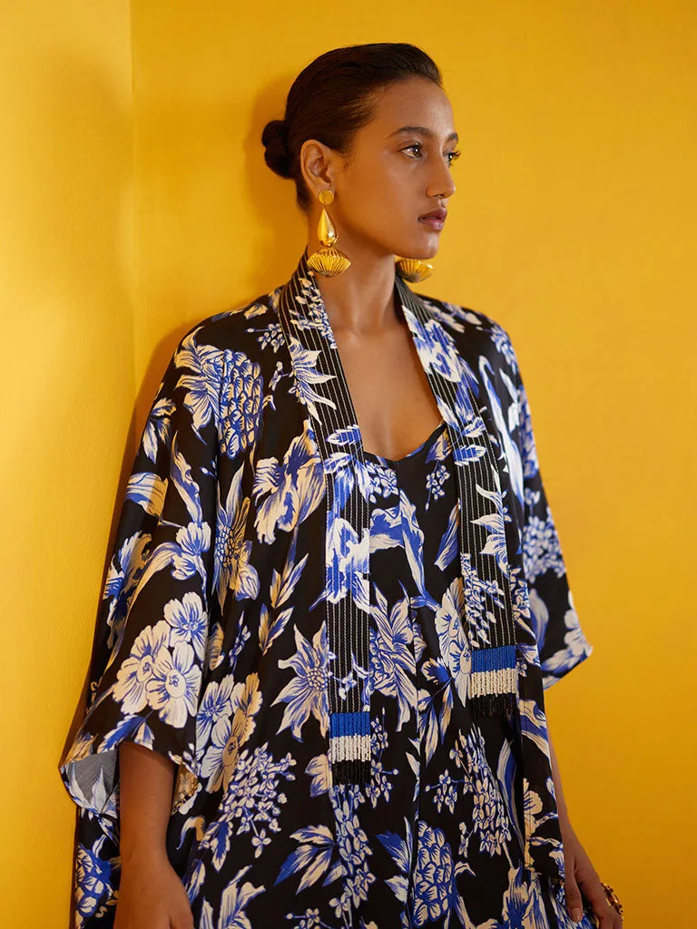 Black Pineapple Jumpsuit & Cape Set