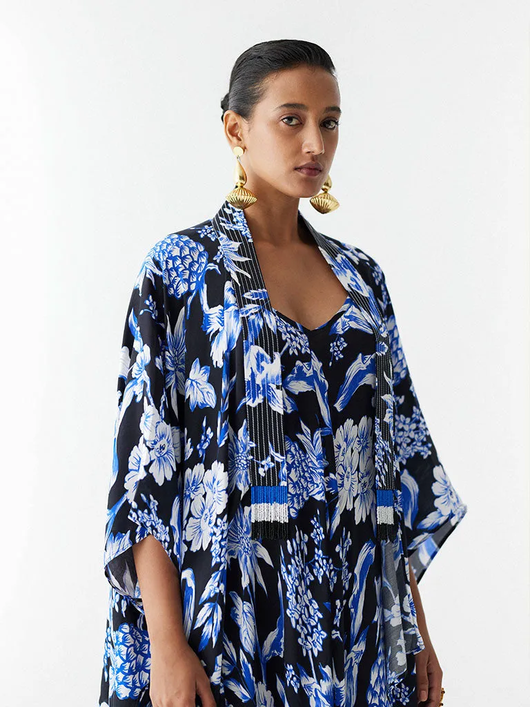 Black Pineapple Jumpsuit & Cape Set