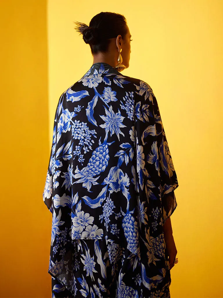 Black Pineapple Jumpsuit & Cape Set