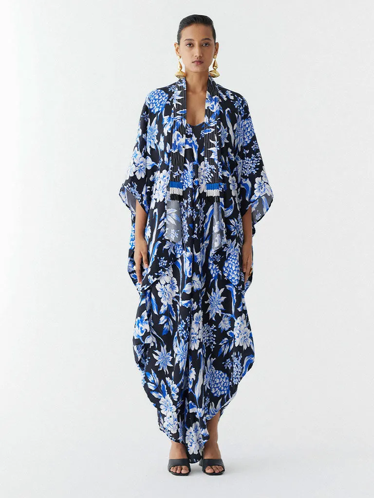Black Pineapple Jumpsuit & Cape Set
