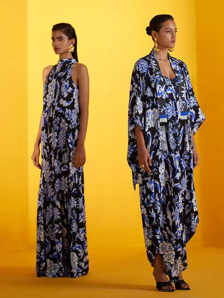 Black Pineapple Jumpsuit & Cape Set
