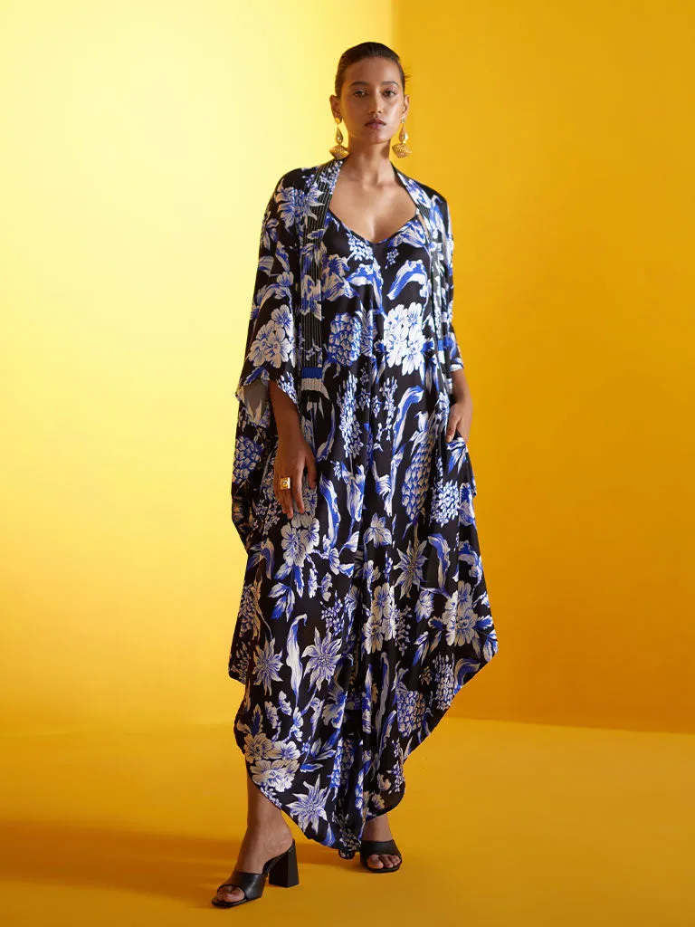 Black Pineapple Jumpsuit & Cape Set