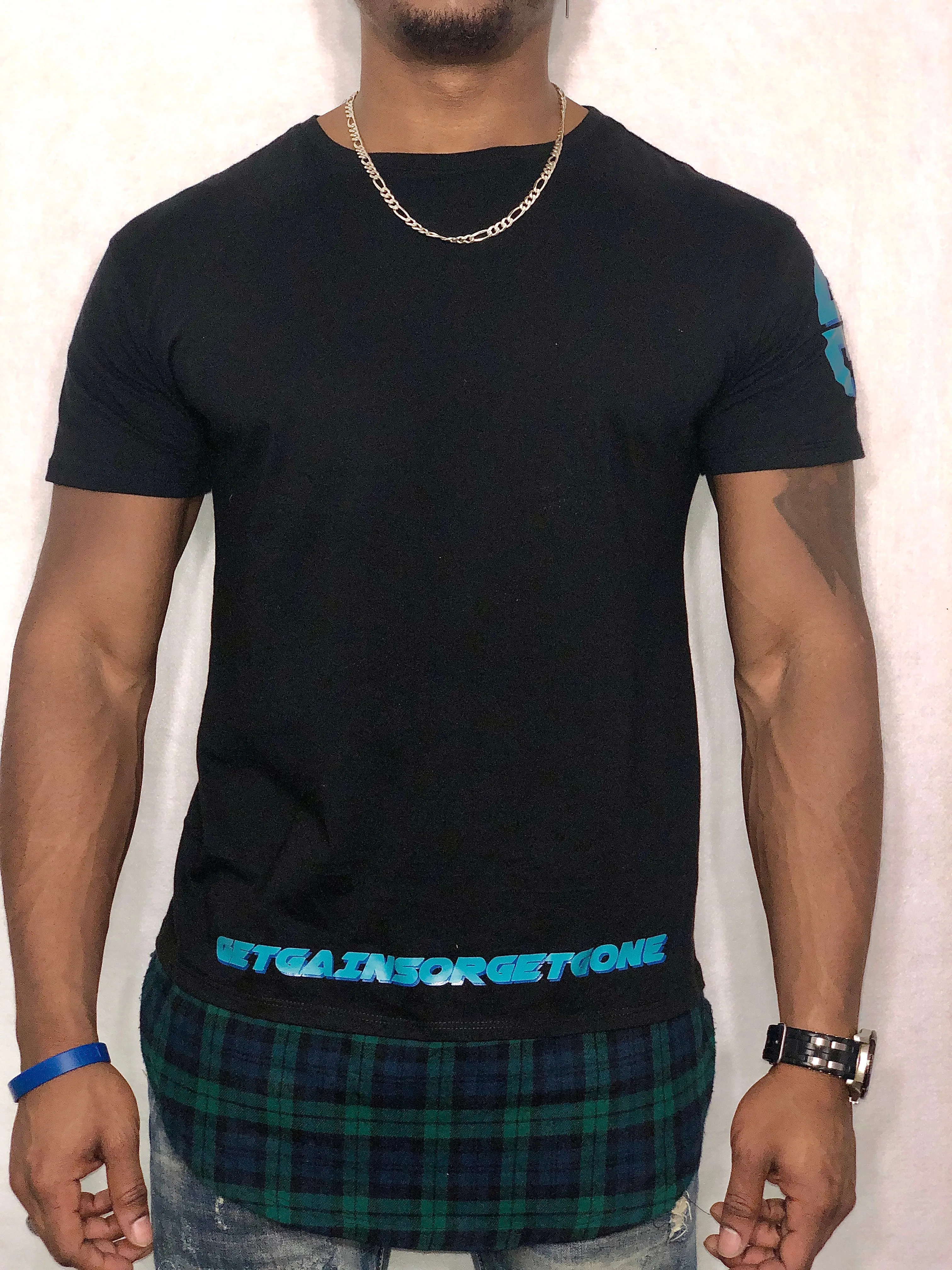 Black Plaid Fishtail Shirt
