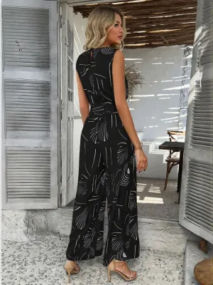 Black Printed Tie Up Jumpsuit