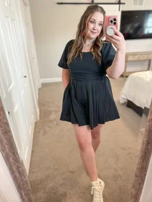 Black Puff Sleeve Romper