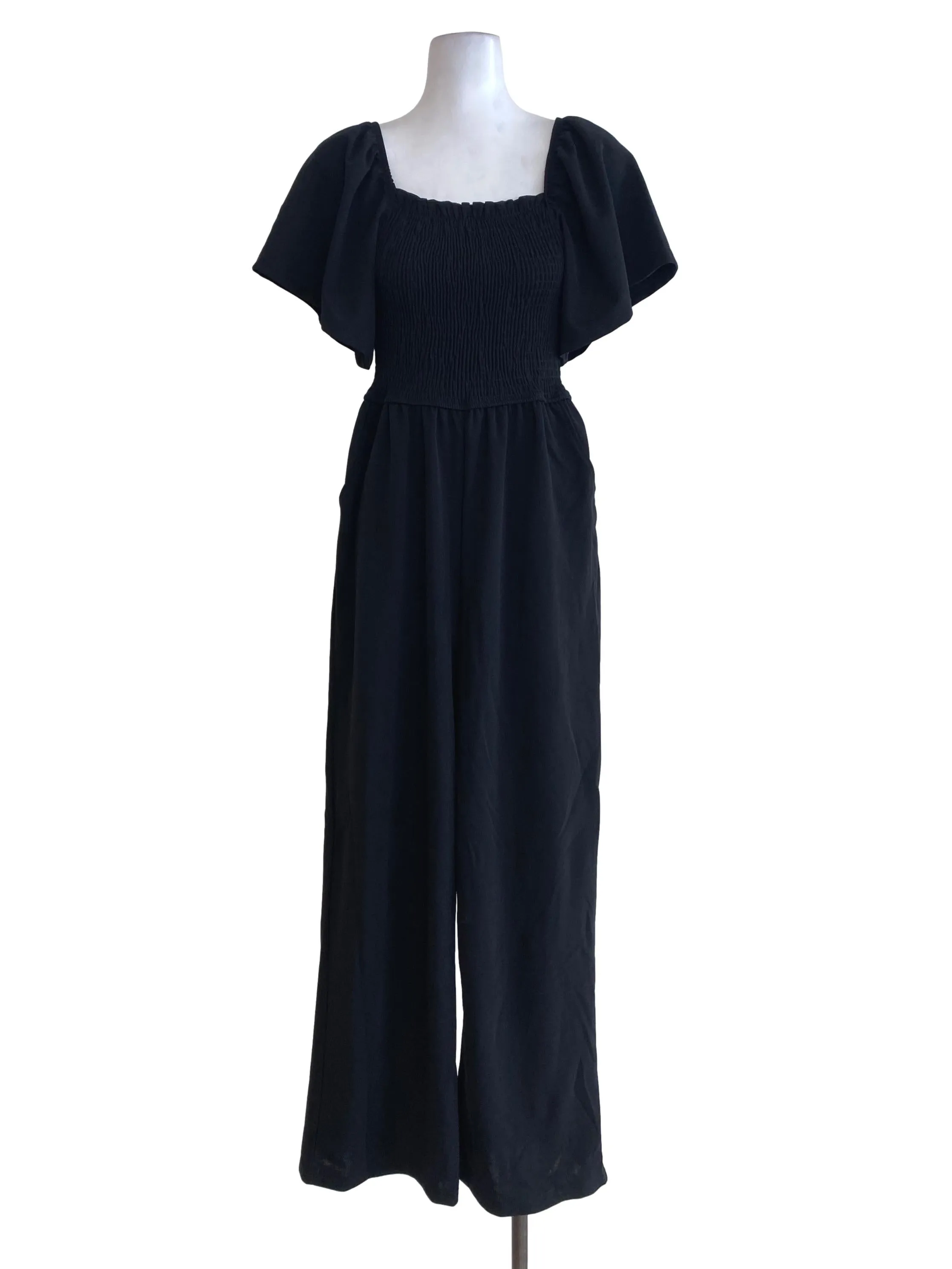 Black Puffy Sleeve Jumpsuits