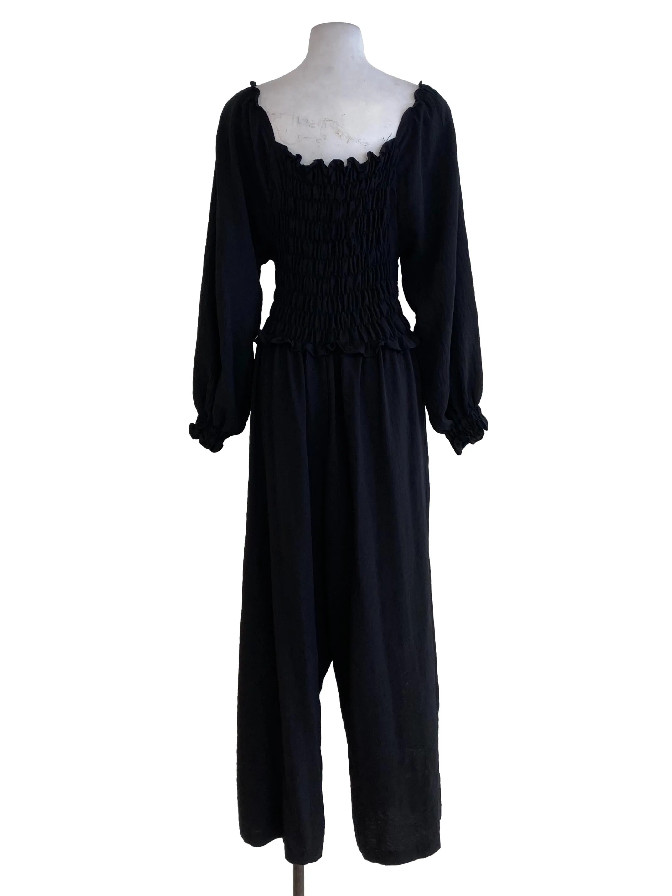 Black Textured Jumpsuits