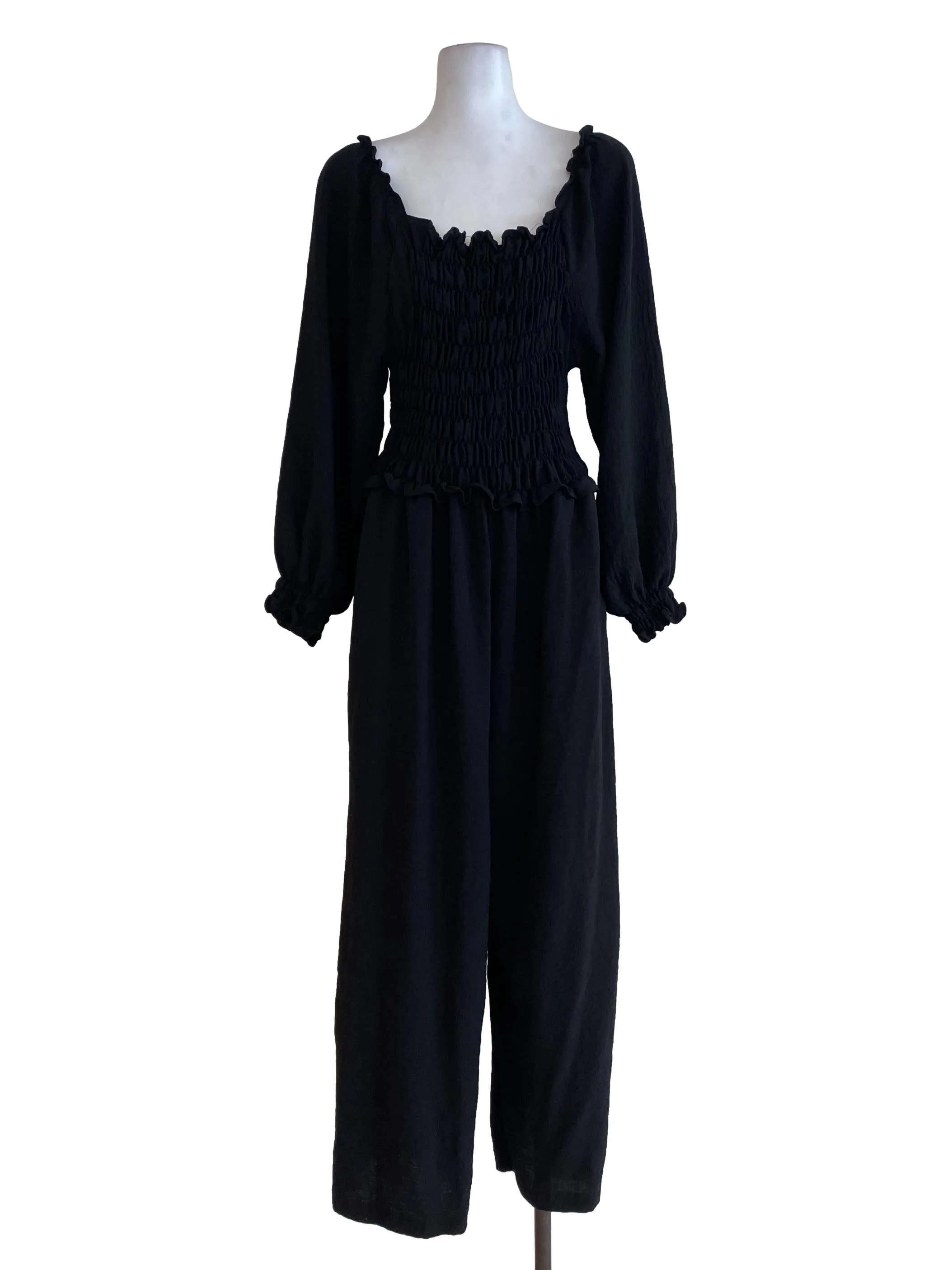Black Textured Jumpsuits