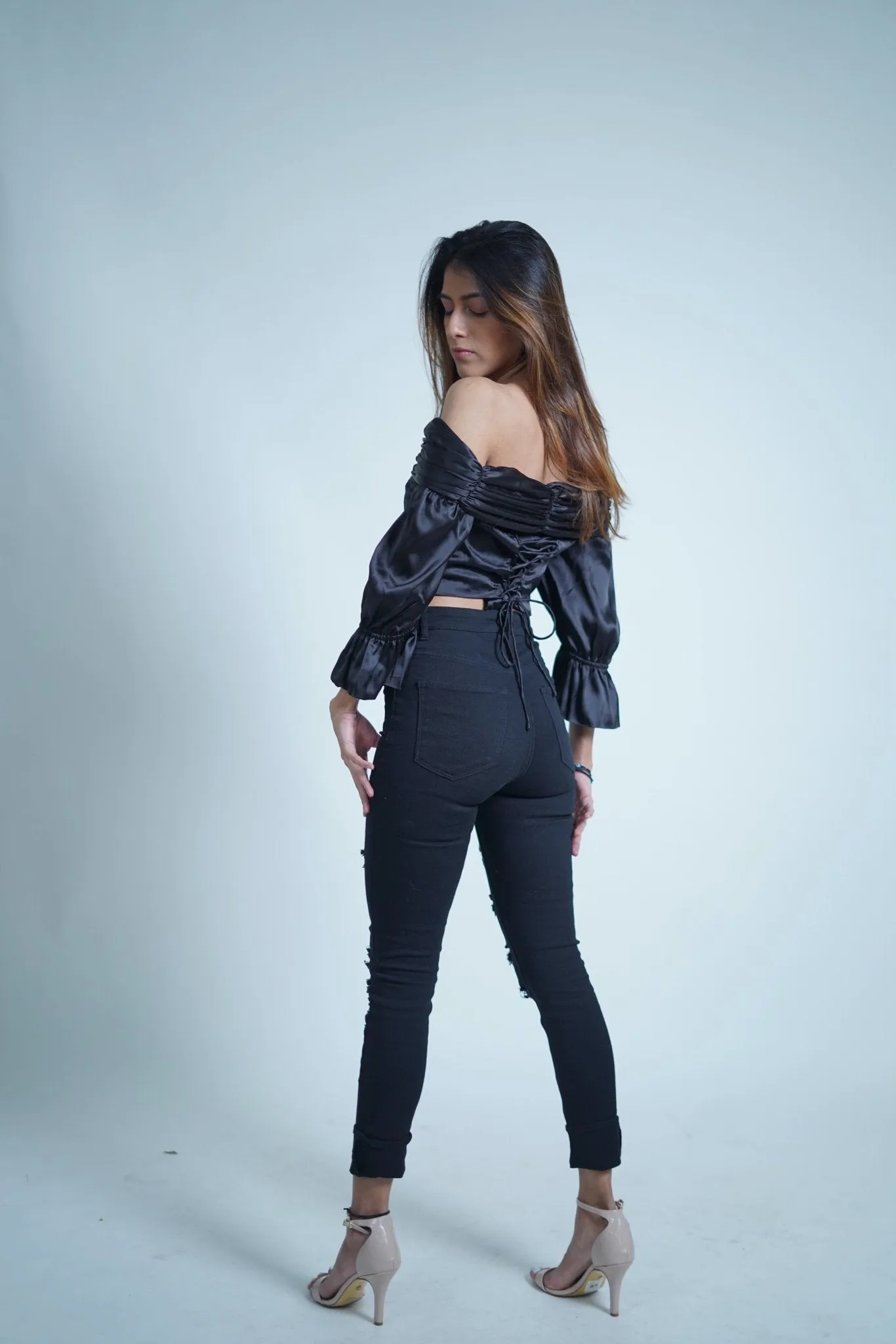 Black Vintage Satin Top