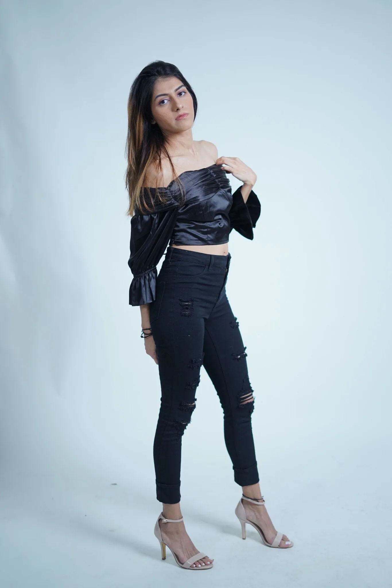 Black Vintage Satin Top