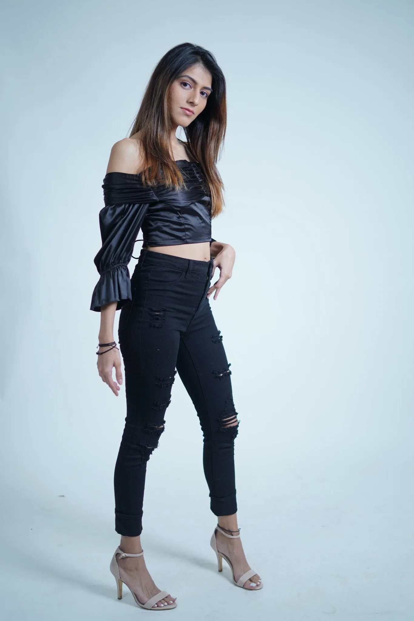 Black Vintage Satin Top
