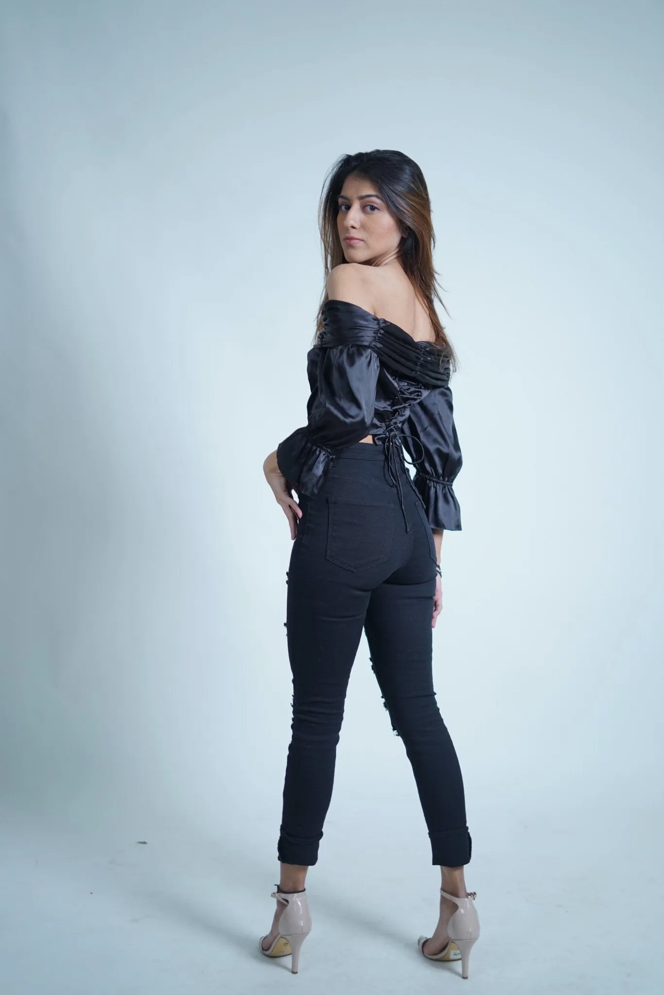 Black Vintage Satin Top