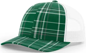 Blank Plaid Printed Trucker Dark Green Charcoal White