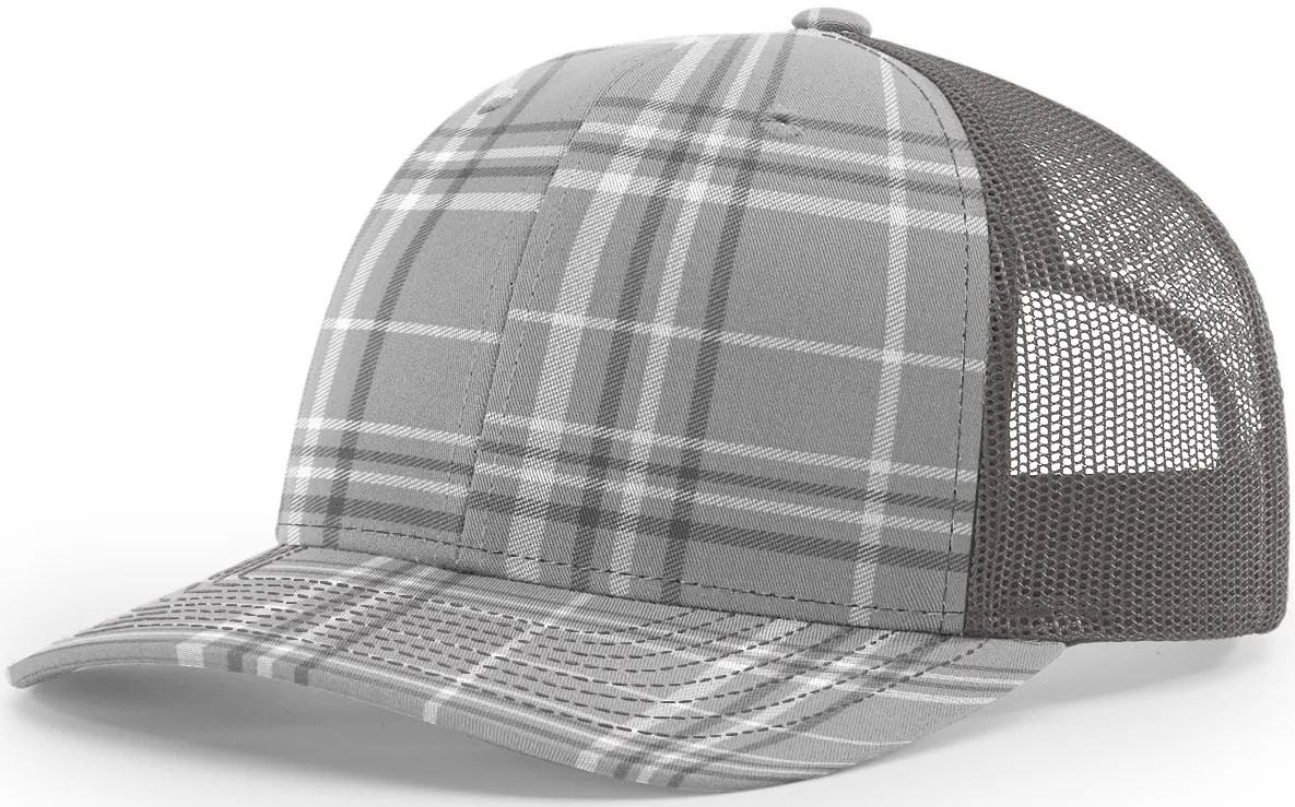 Blank Plaid Printed Trucker Grey Charcoal White