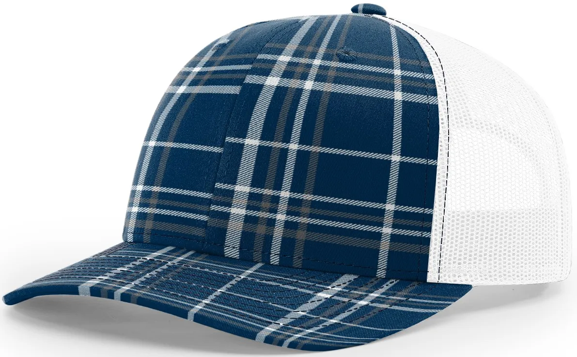 Blank Plaid Printed Trucker Navy Charcoal White