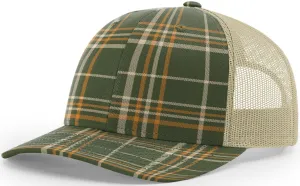 Blank Plaid Printed Trucker Thyme Green Toast Khaki
