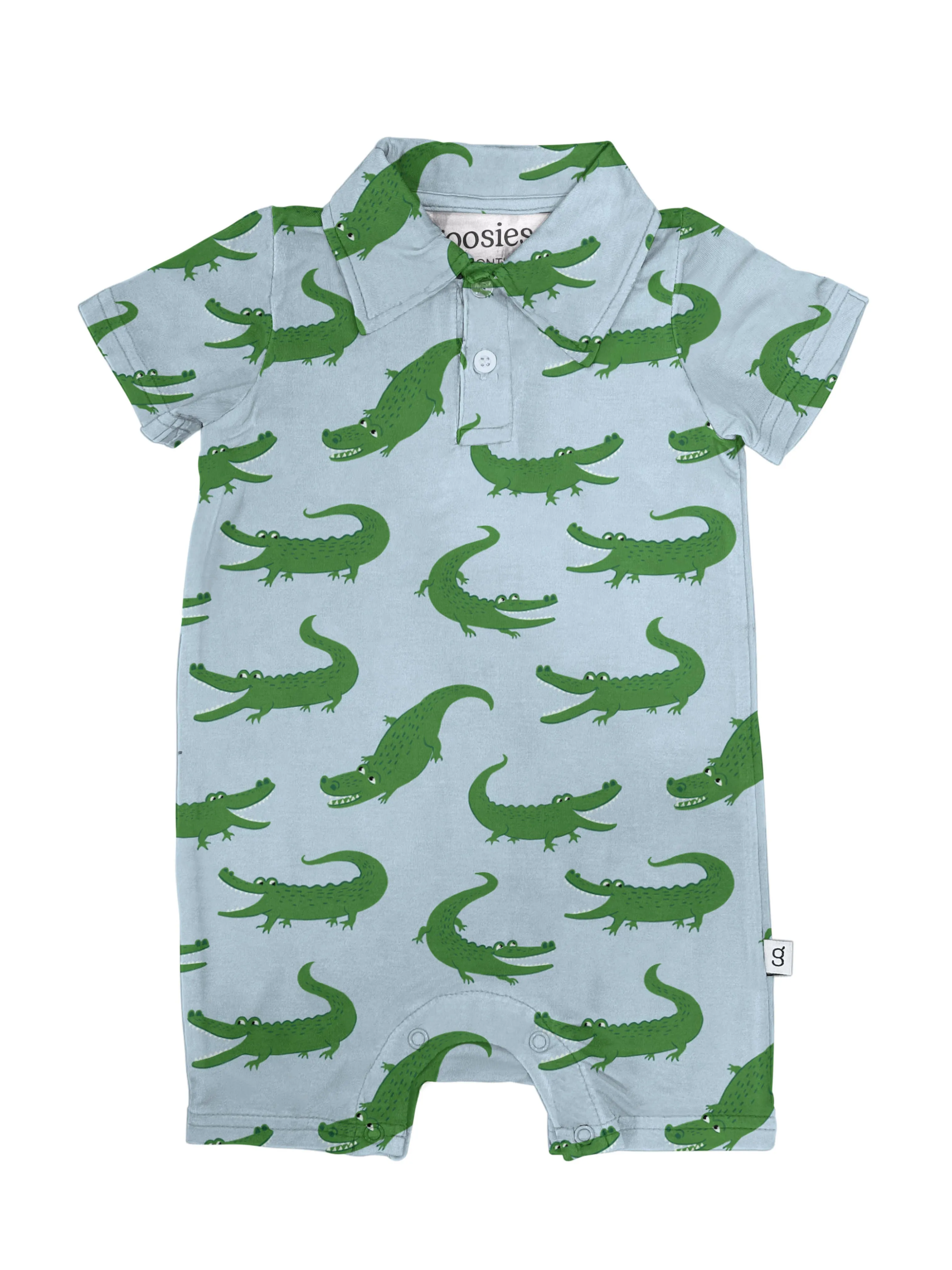 Blue Alligators Bamboo SS Polo Romper