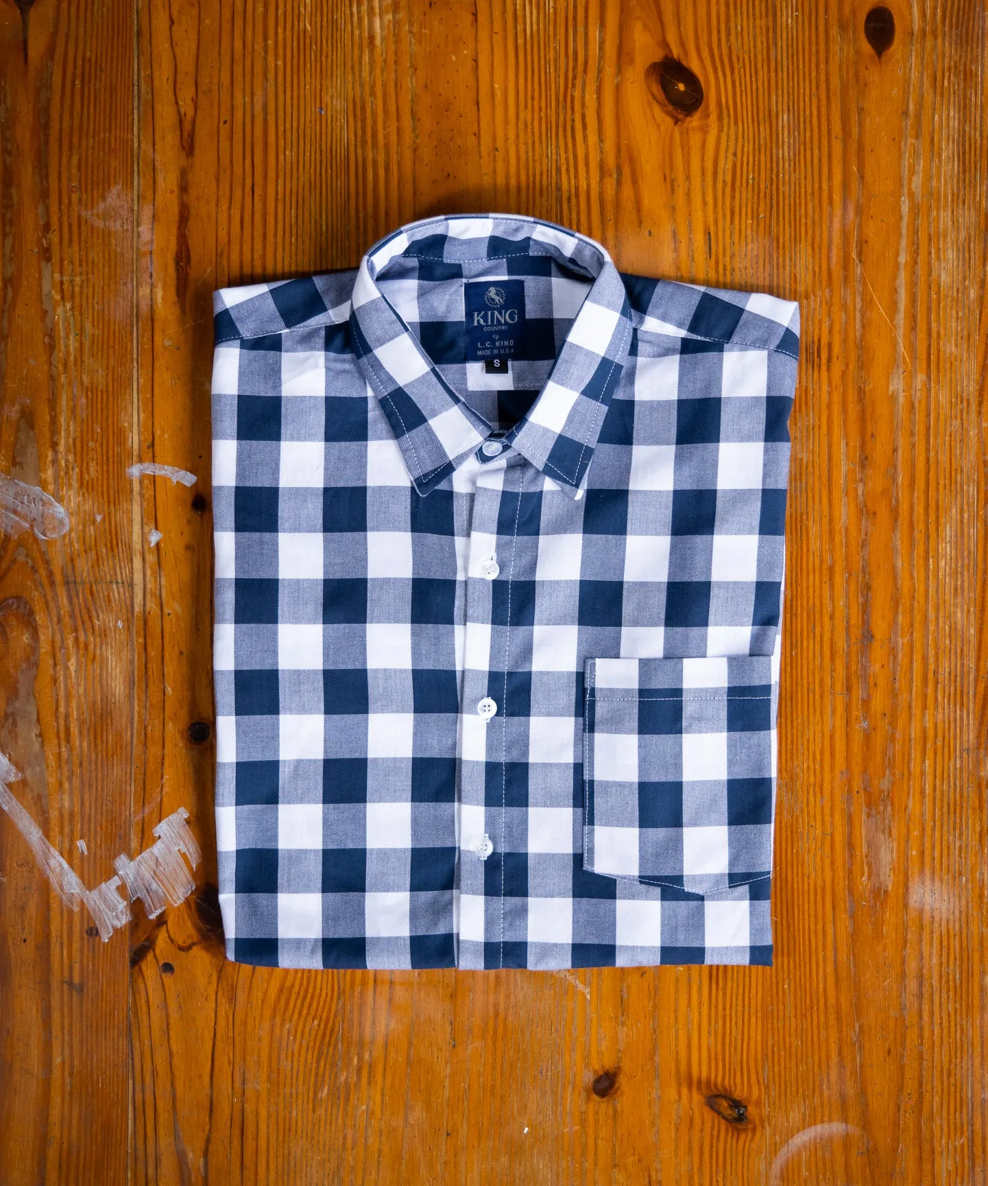 Blue & White Buffalo Plaid Button Up