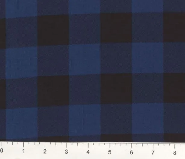 Blue and Black Buffalo Plaid Cotton Fabric, Item No. 20417