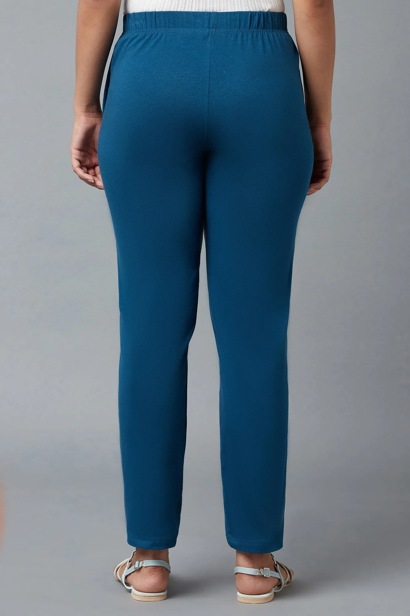 Blue Ankle Length Jersy Pants
